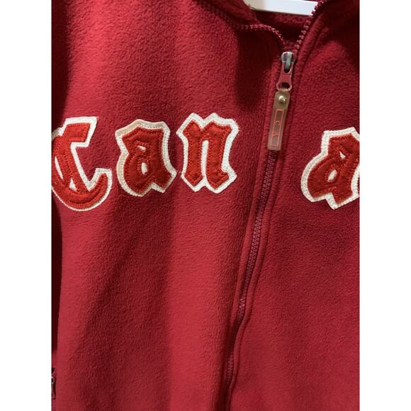 Vintage Canada Athletics Medium Men’s Red Athletic Fleece Jacket Long Sleeve Zip - Picture 8 of 15